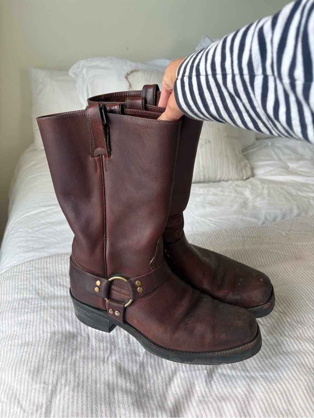 Vintage Boulet Dark Brown Leather biker Boots, made in Canada
